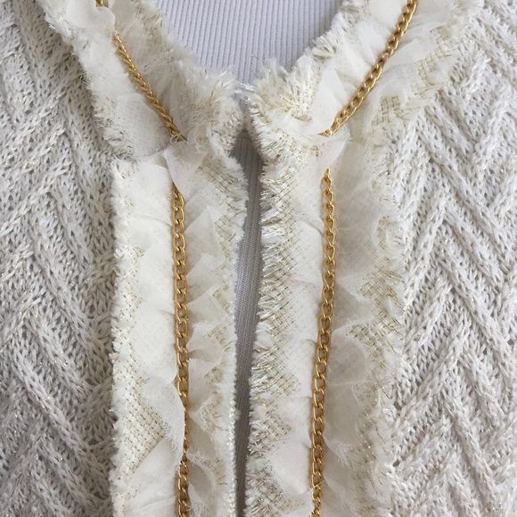 Chico’s cream & gold cardigan sweater - Picture 5 of 7